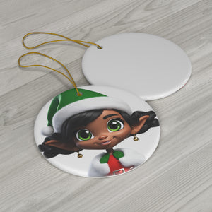 Christmas Elf Ceramic Ornament, FREE USA shipping (white background)