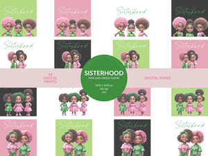 Sisterhood | Pink and Green Theme | 16 Digital Prints